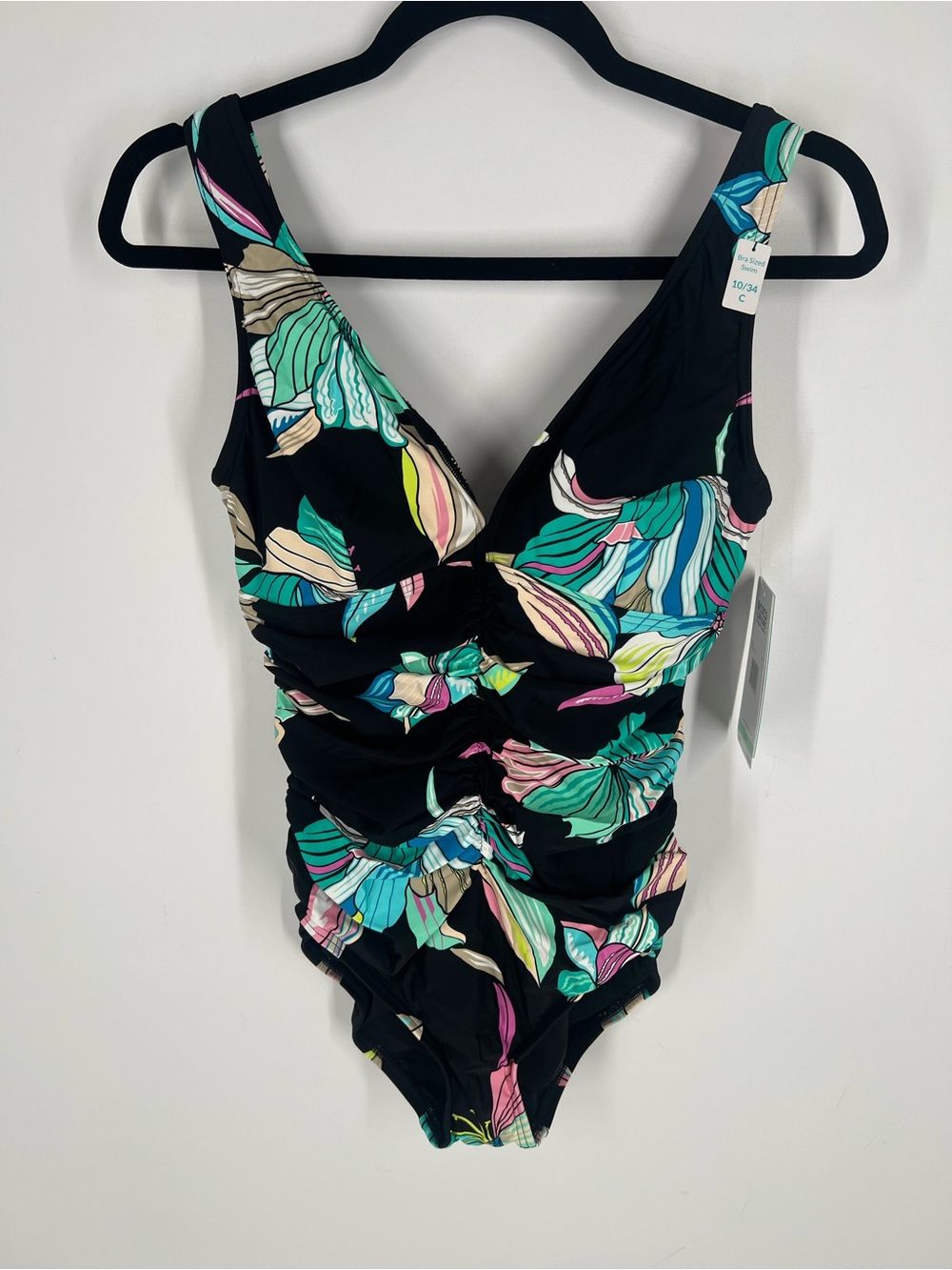 Coco Reef Coco Contours Solitaire V-Neck Floral Swimsuit Sz 10/34C